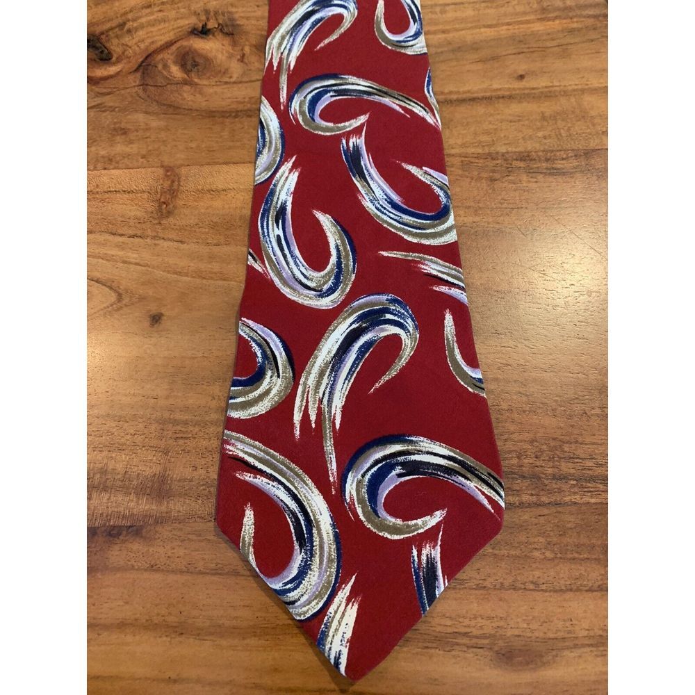 Bugatti 100% Italian Silk Geometric Abstract Tie Made in USA